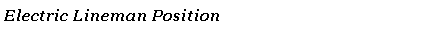 Text Box: Electric Lineman Position